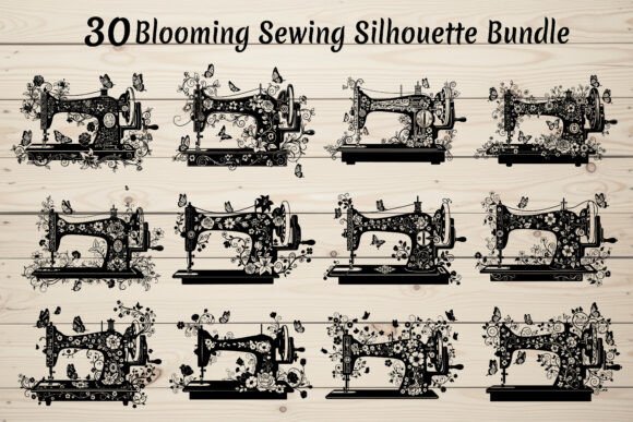 30 Blooming Sewing Silhouette Bundle: Graphics & Crafts