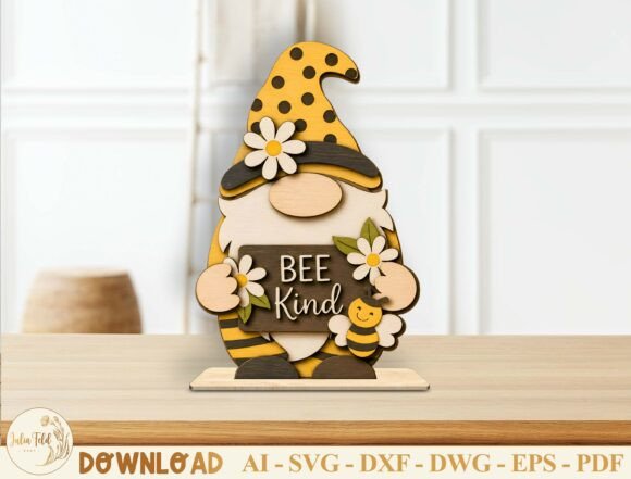 Bee Kind Gnome Laser Cut File SVG for Summer Projects