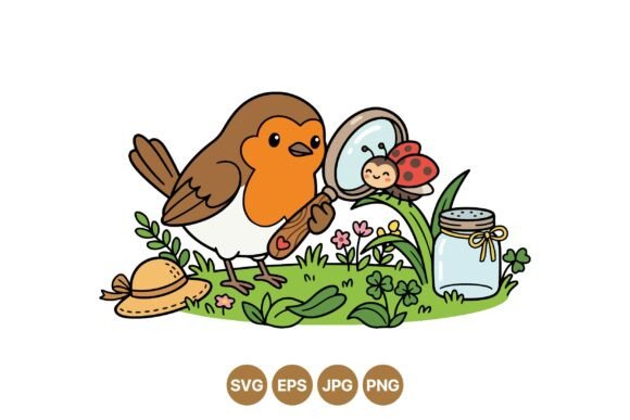 Cute Bird and Ladybug Clipart: Graphics for Playful Branding