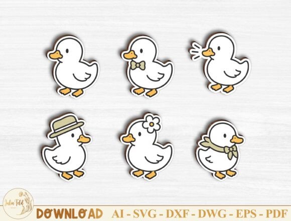 Cute Duck Laser Cut File SVG Bundle