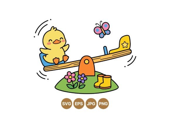 Cute Duck Playground Clipart: Graphics for Branding