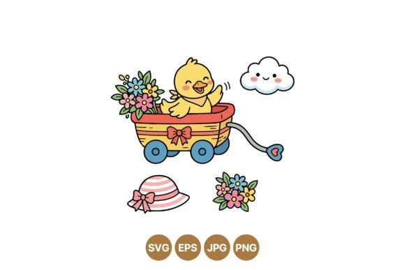 Cute Duckling Spring Clipart Graphics
