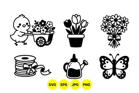 Cute Garden Spring Svg Icons Graphics and Illustrations