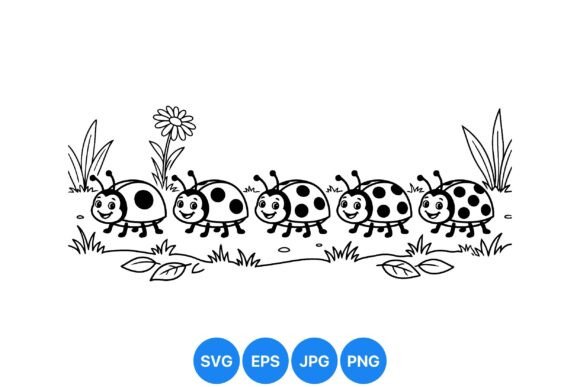 Cute Ladybug Garden Clipart: Graphics for Handmade Creations