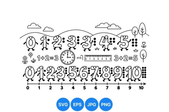 Cute Numbers Learning Clipart: Graphics for Playful Design