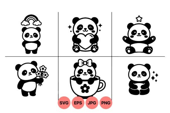 Cute Panda SVG Clipart Collection: Graphics & Illustrations