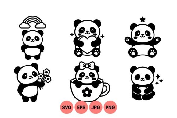 Cute Panda SVG Clipart Pack: Graphics with a Kawaii Twist