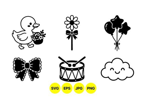 Cute Party Celebration Icons Graphics