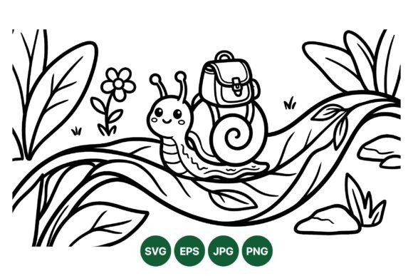 Cute Snail Forest Coloring SVG: Graphics for Local Branding