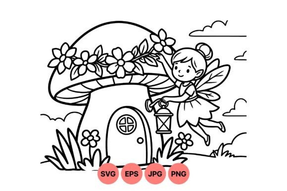 Fairy Mushroom House Clipart: Graphics for Whimsical Illustrations