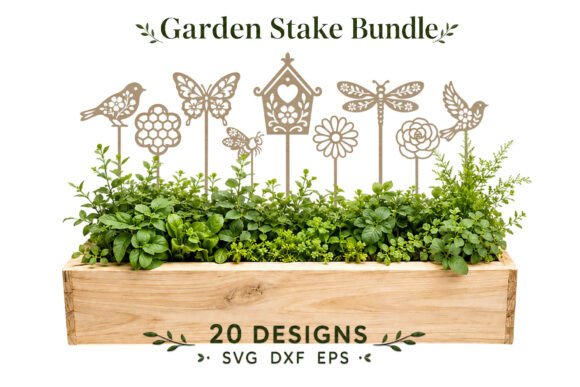Floral Garden Stake, Birds, Bee, Flowers