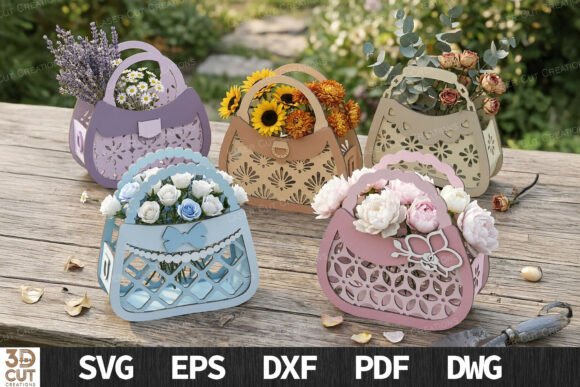 Floral Purse Basket Bundle Laser Cut