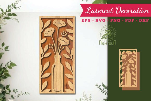 Flowers in Bottle Lasercut Wall Decor