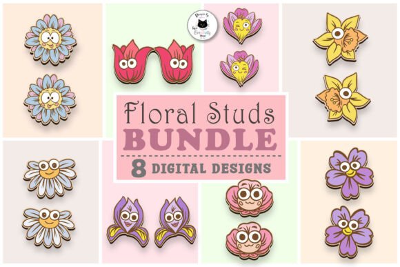 Funny Flowers Earring Studs Laser Cut