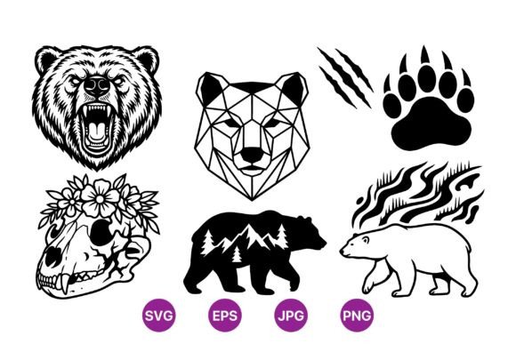 Geometric Bear Vector Clipart: Graphics with Bold Wildlife Appeal