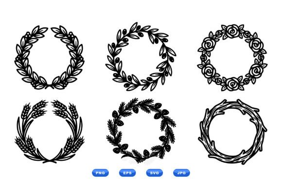 Hand Drawn Wreath Clipart: Graphics for Editorial and Web Design