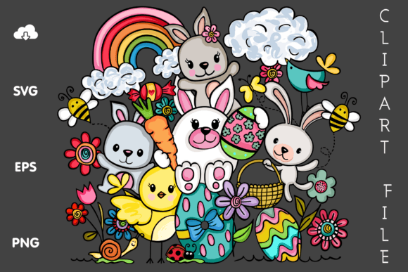 Kawaii Easter and Spring Elements SVG