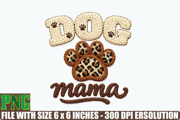 Leopard Dog Mama Faux Yarn Crochet PNG