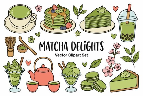 Matcha Delights Clipart PNG SVG Bundle