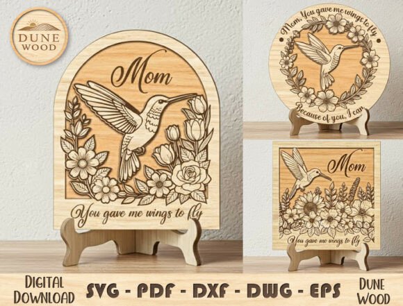 Mom Hummingbird Laser Cut File
