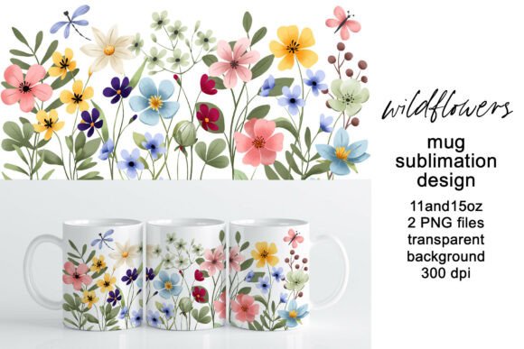 Mug Wrap, Sublimation Design Flowers