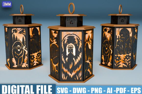 Newfoundland Dog Lantern SVG