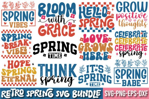 Retro Spring SVG Bundle – Groovy Flowers