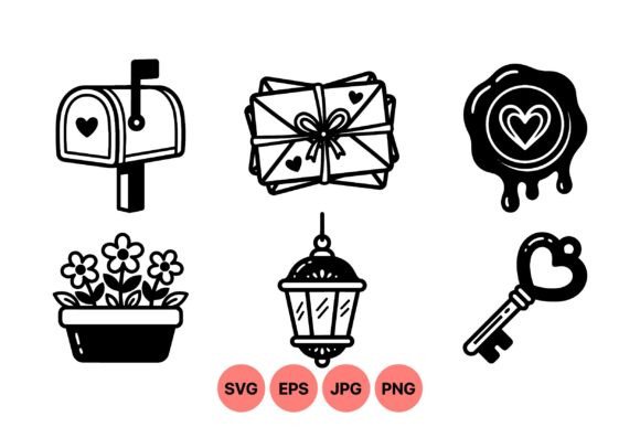 Romantic Valentine Svg Icons Graphics