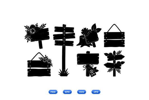 Rustic Wooden Sign Clipart Pack for Graphics and Illustrations
