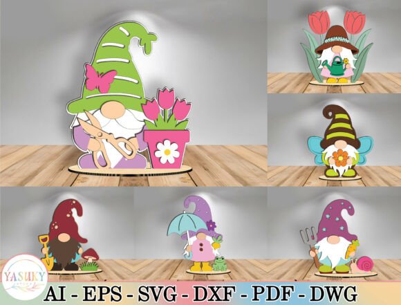 Spring Gnome Laser Cut File SVG Bundle