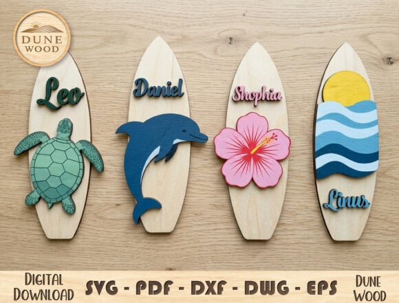 Surfboard Name Sign SVG Bundle