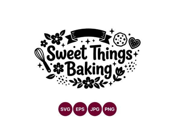 Sweet Things Baking Black and White Graphics