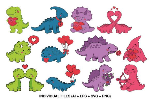 Valentine Dinosaur Card Graphics